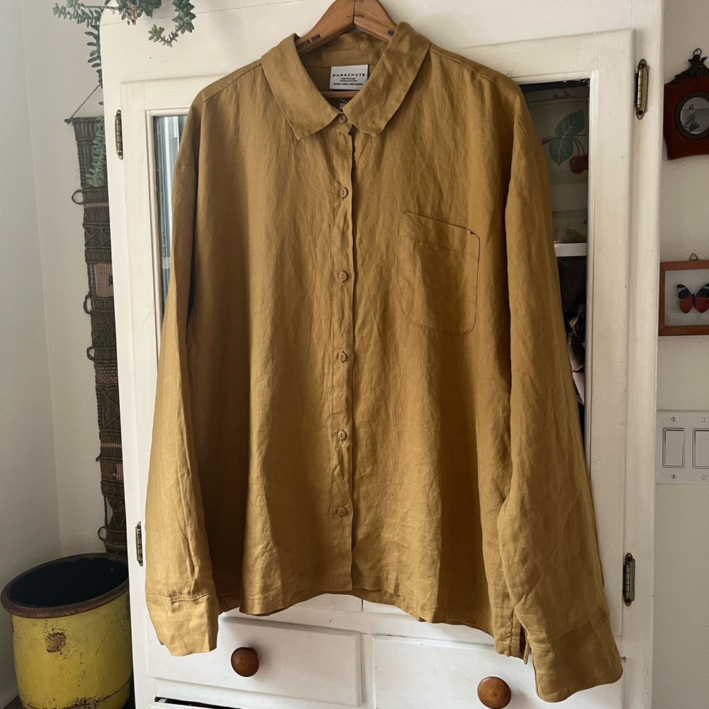 Parachute Mustard Yellow Oversized Linen Women's BlouseTop NWT XL